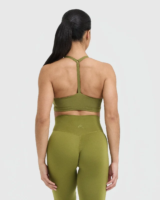 Timeless Square Neck Sports Bra | Olive Green