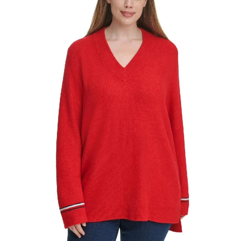 Tommy Hilfiger Womens Plus V-Neck Cozy Pullover Sweater