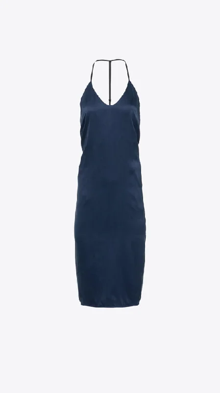 Washable Silk Slip Dress - Deep Blue