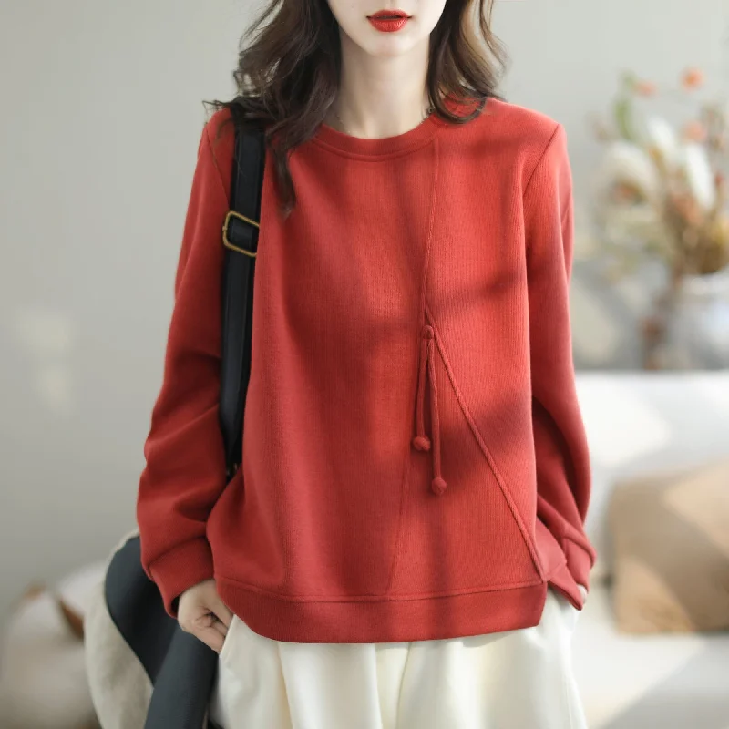 Women Autumn Retro Patchwork Casual Loose Sweater