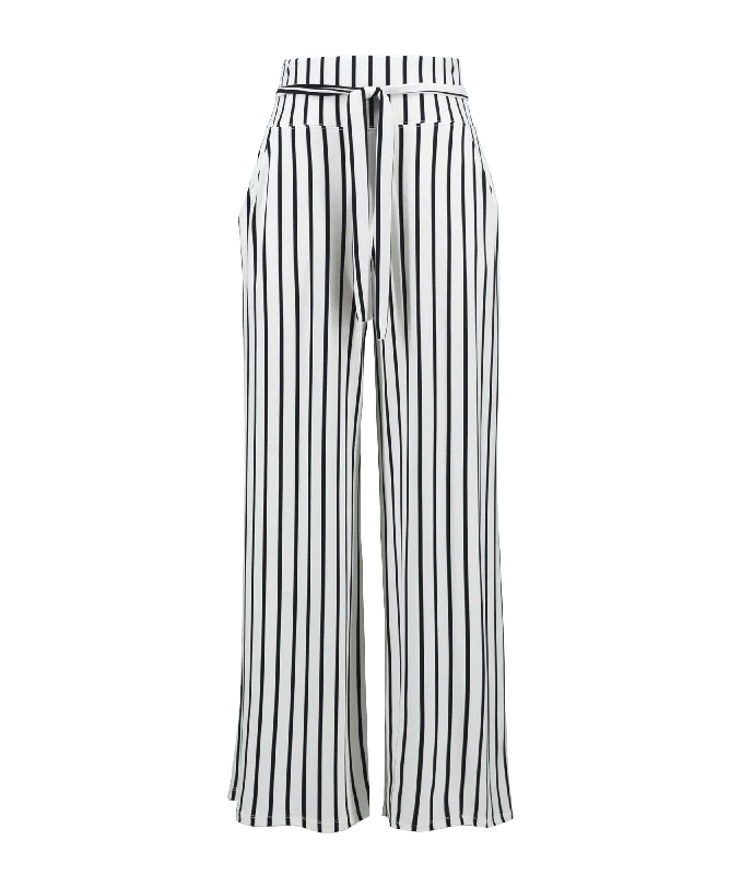 Vertical Stripe Wide Leg Pants Style - White