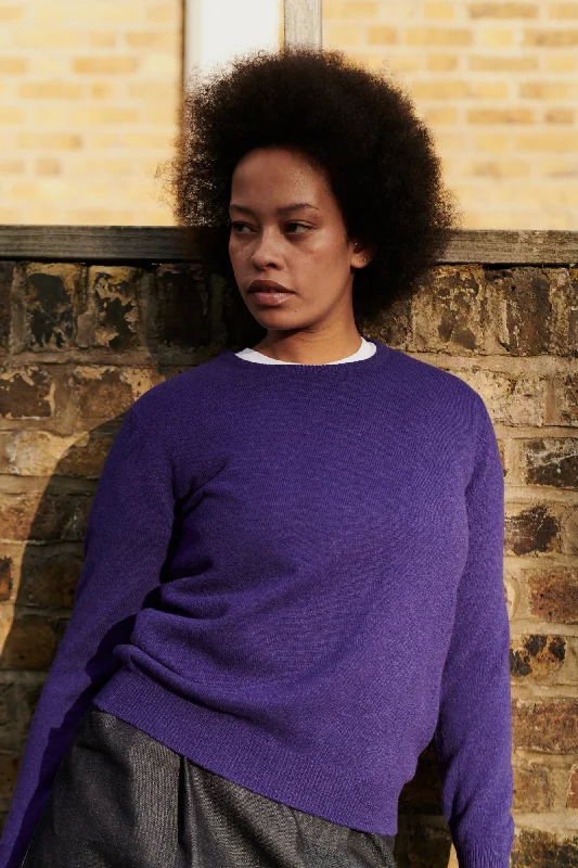 Women's Lambswool Crew Neck - Dark Purple