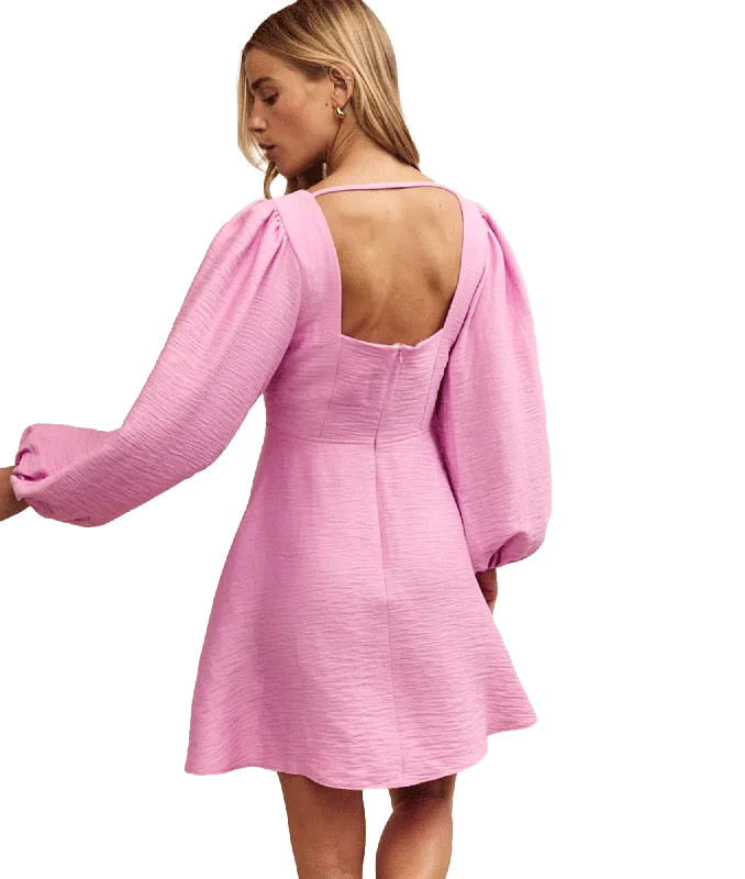 Balloon Sleeve Zola Mini Dress - Pink