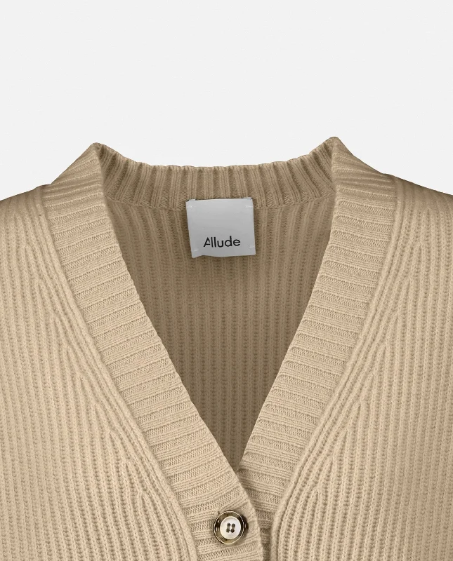 V-Strickjacke aus Cashmere-Mischung in Beige