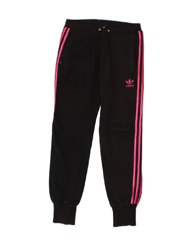 ADIDAS Womens Graphic Tracksuit Trousers Joggers UK 18 XL Black Cotton