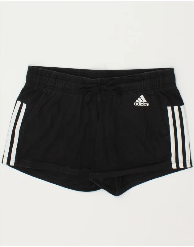 ADIDAS Womens Sport Shorts UK 8/10 Small Black Cotton