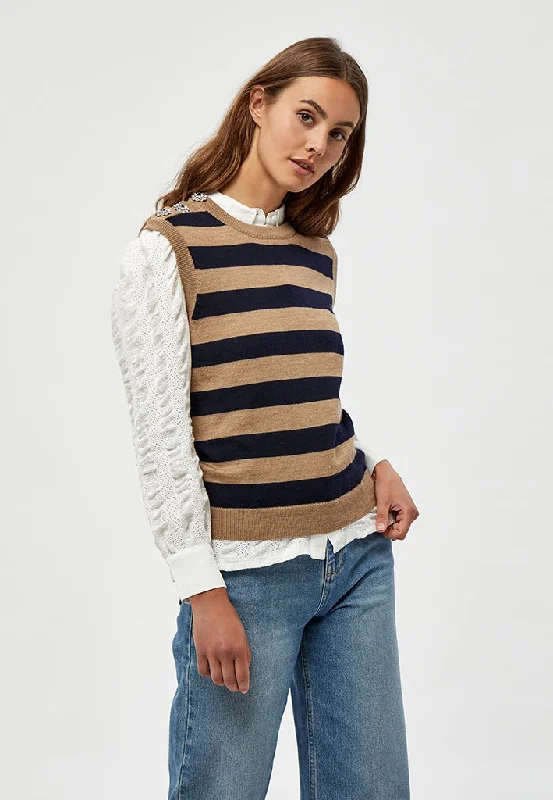 Alana knit vest - Black Iris Stripe