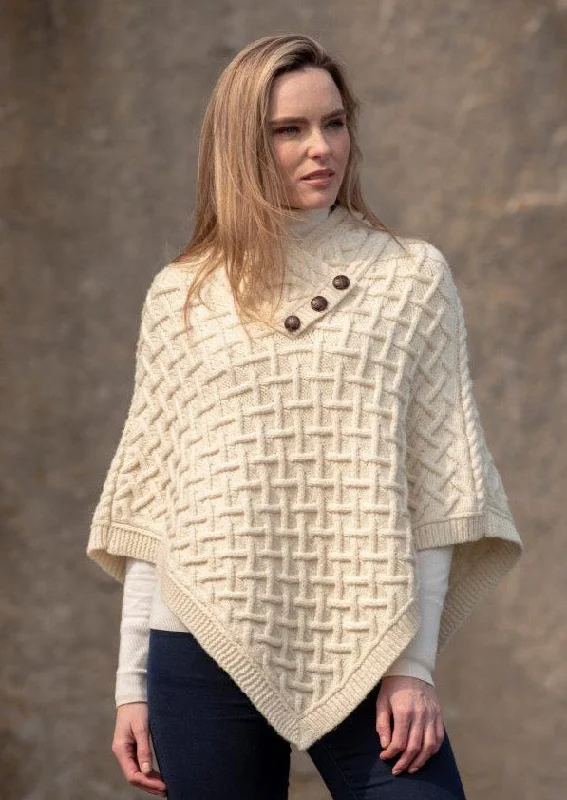 Aran Super Soft Merino Wool Poncho | Natural