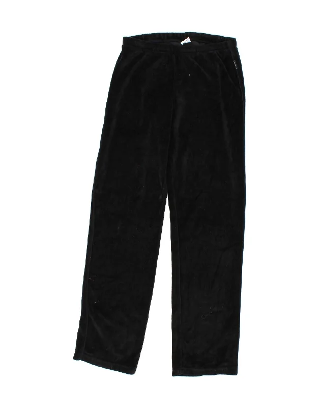 ARENA Womens Velvet Tracksuit Trousers UK 6 XS Black Cotton