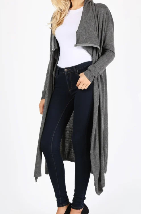 Asymmetrical Knit Long Body Cardigan