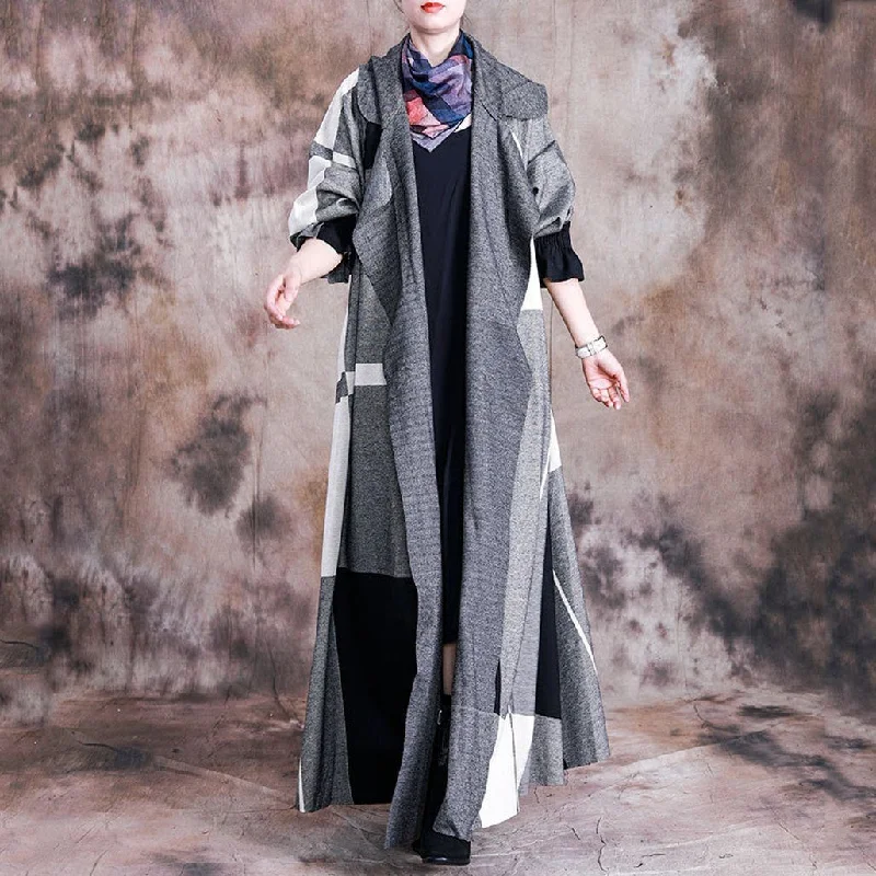 BABAKUD Autumn Casual Plaid Women's Wool Maxi Coat