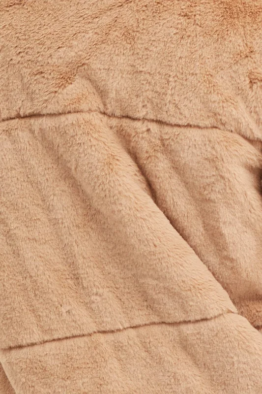 Beige Faux Fur Jacket Long Sleeve