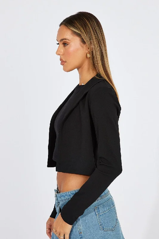 Black Crop Jacket 3/4 Sleeve