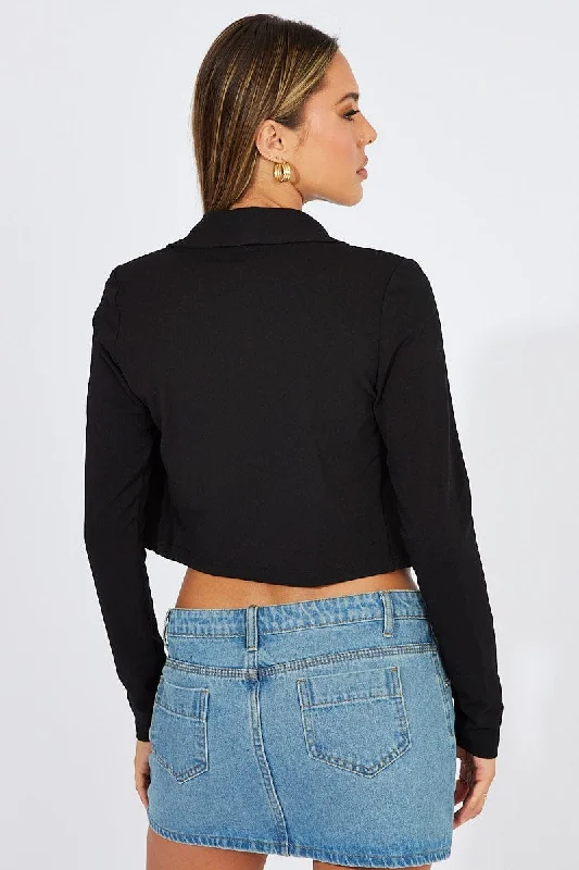 Black Crop Jacket 3/4 Sleeve