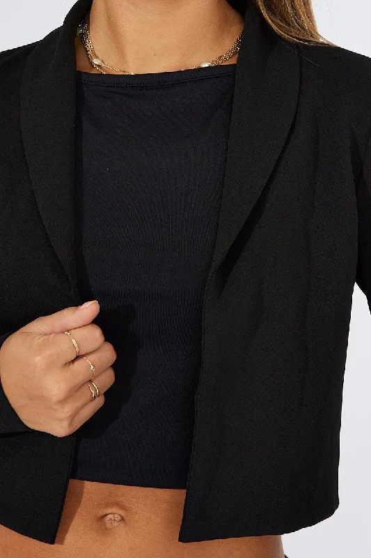 Black Crop Jacket 3/4 Sleeve