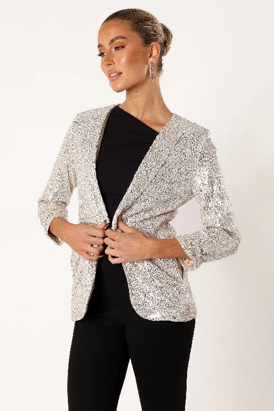 Camille Sequin Blazer - Silver