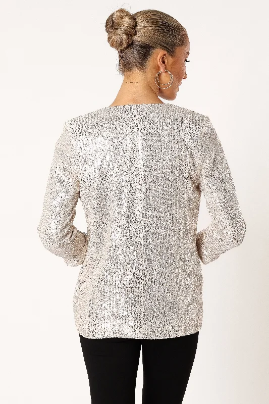 Camille Sequin Blazer - Silver