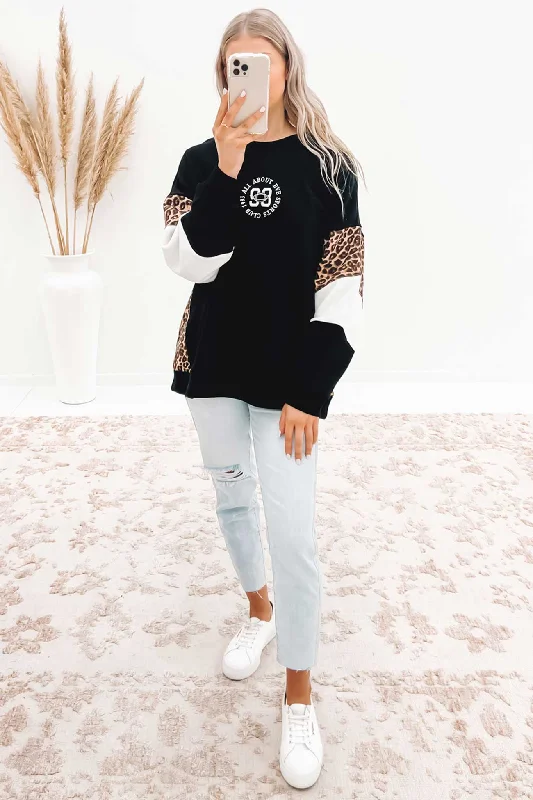 Carter Leopard Panelled Crew Print