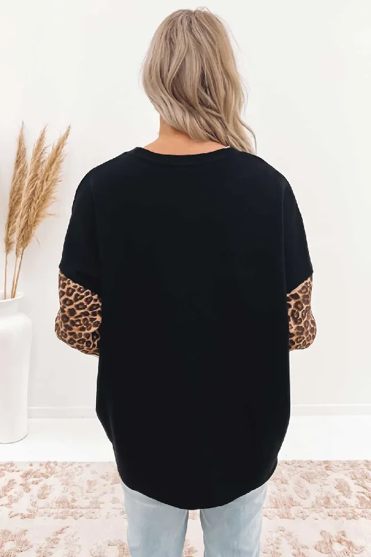 Carter Leopard Panelled Crew Print