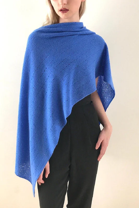 Cornflower blue cashmere poncho Multiway