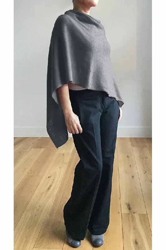 Mid grey cashmere poncho Multiway