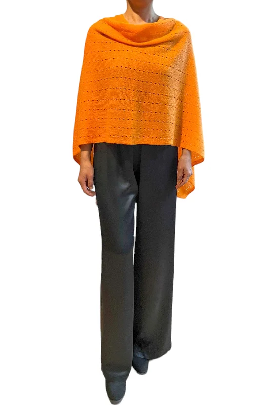 Orange cashmere poncho Multiway