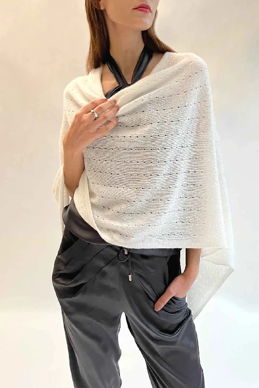 White cashmere poncho Multiway