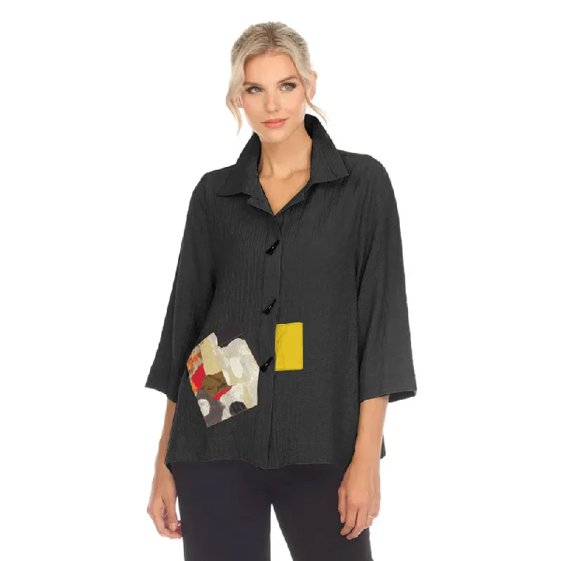 Moonlight Unique Patchwork Blouse/Jacket in Black - 3542-BK