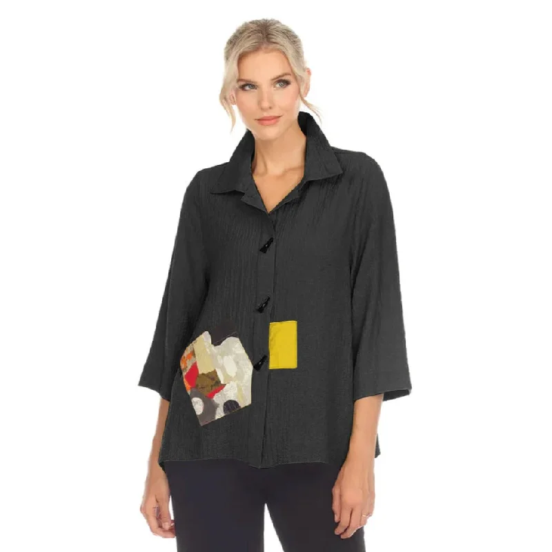 Moonlight Unique Patchwork Blouse/Jacket in Black - 3542-BK