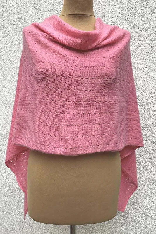 Coral pink cashmere poncho Multiway