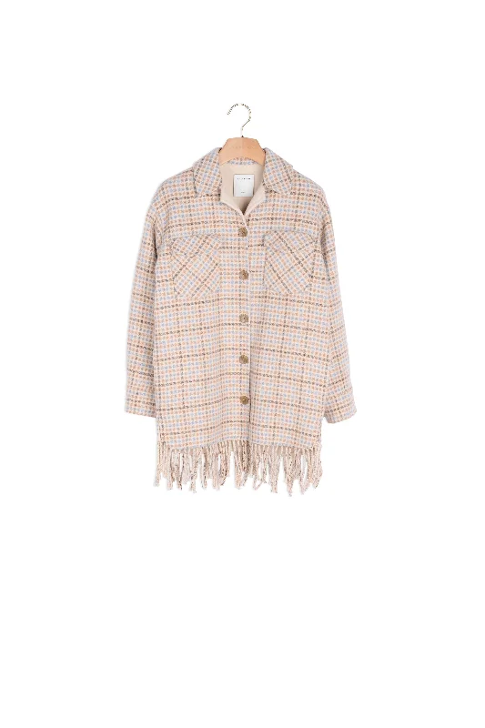 Manteau sur chemise frangé en laine