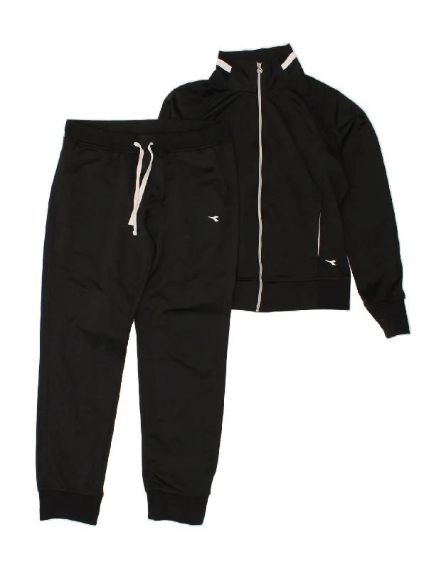 DIADORA Womens Full Tracksuit UK 14 Medium Black Polyester