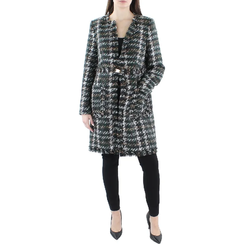 DKNY Womens Tweed Topper Overcoat