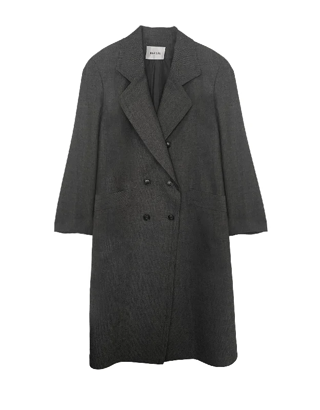 Seasonless Double Breasted Car Coat- Herringbone