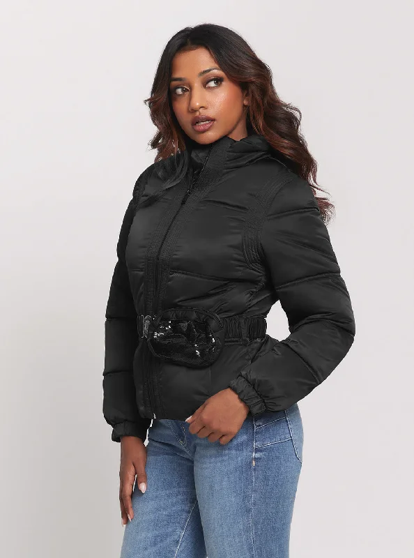 Eco Black Lucia Bum Bag Puffer Jacket