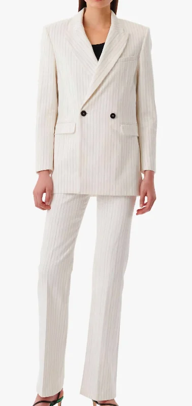 Edda Striped Suit Jacket In Off White/black