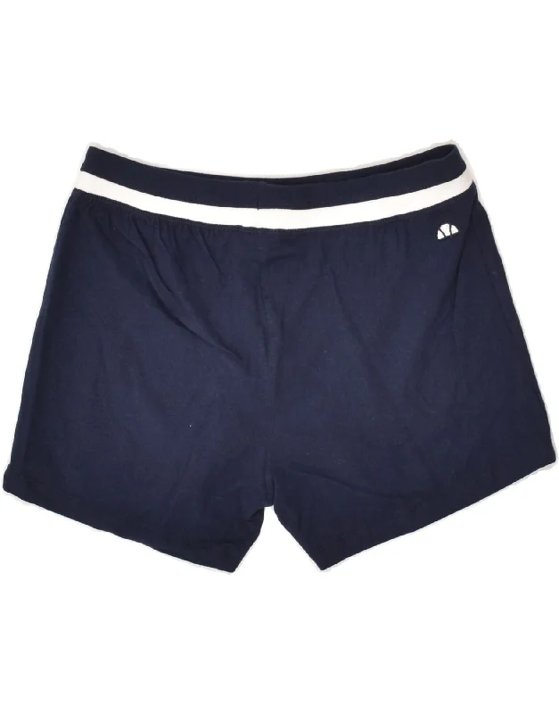 ELLESSE Womens Sport Shorts UK 14 Large Navy Blue Cotton