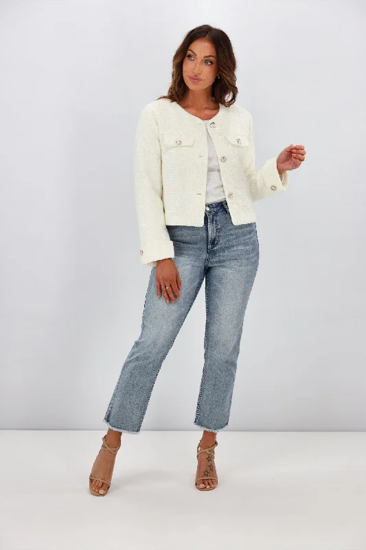 Fria Vivienne Collarless Jacket White