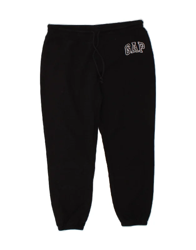 GAP Womens Graphic Tracksuit Trousers Joggers UK 14 Medium Black Cotton