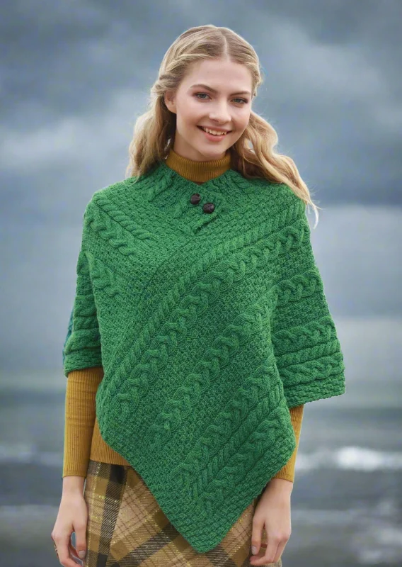 Aran Poncho | Green