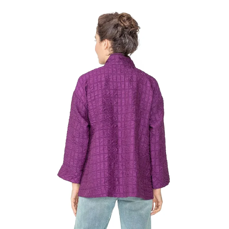 IC Collection Playful Jacquard Drop Sleeve Jacket in Plum - 6920J-PLM