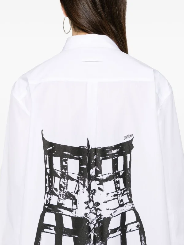 JEAN PAUL GAULTIER Women Printed ""Cage Tompe L ""CeiL"" Popeline Shirt