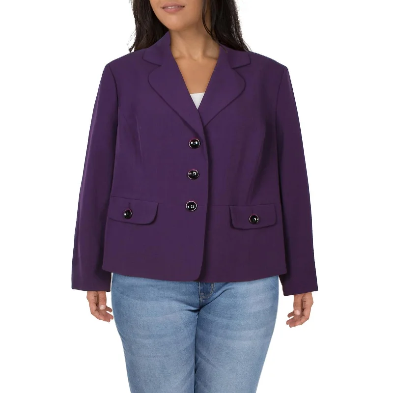 Le Suit Womens Plus Solid  Double-Breasted Blazer