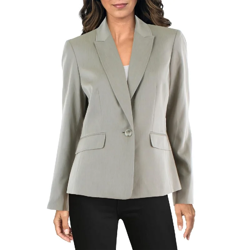 Le Suit Womens Woven Long Sleeves One-Button Blazer