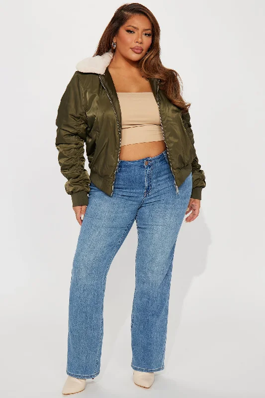 Let It Go Bomber Jacket - Olive