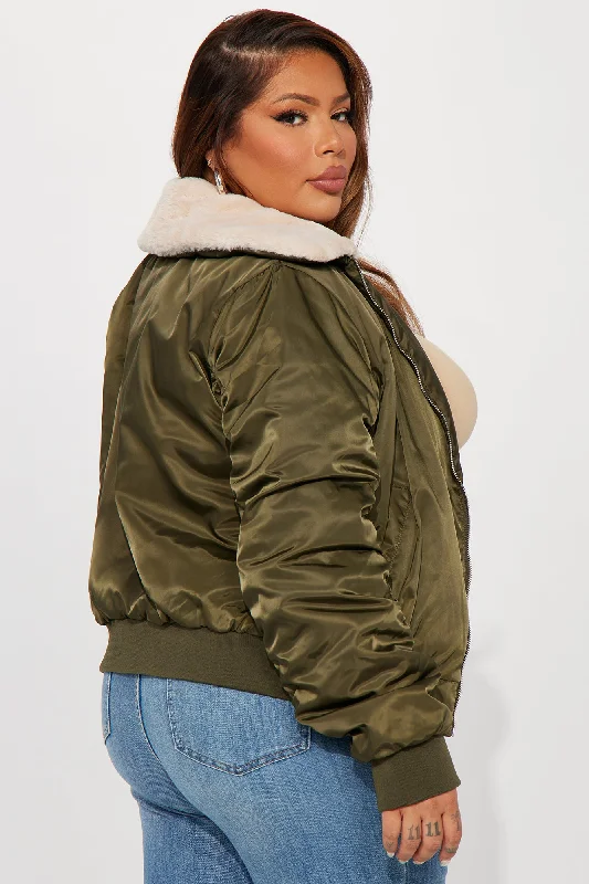 Let It Go Bomber Jacket - Olive