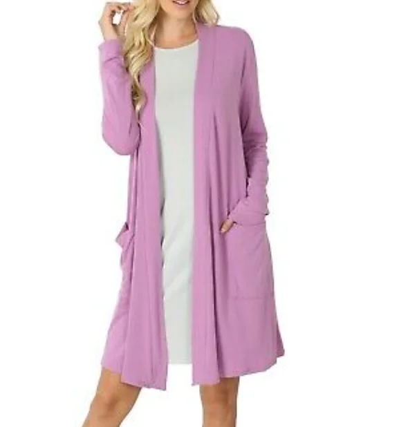 Long Sleeve Body Length Pocket Cardigan - 5 olors