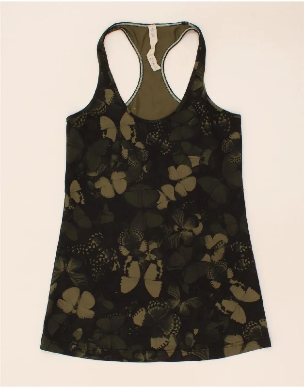 LULULEMON Womens Vest Top US 8 Medium Khaki Floral Polyester