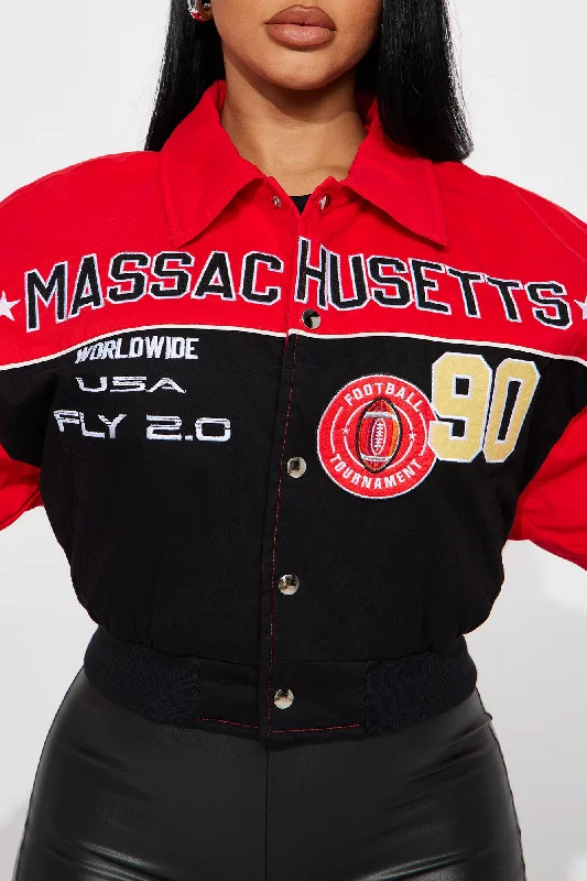 Massachusetts Hottie Bomber Jacket - Red/combo