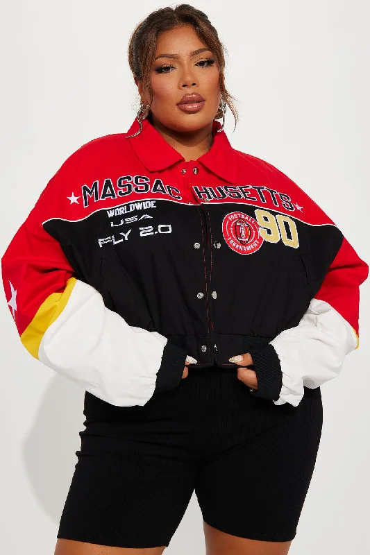 Massachusetts Hottie Bomber Jacket - Red/combo